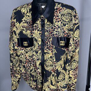 Vintage 1993 Mesmerize Baroque Leopard Button Up Shirt 90s